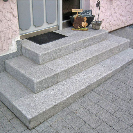 18 cm starke Granit-Podestplatte Elena weißgrau
